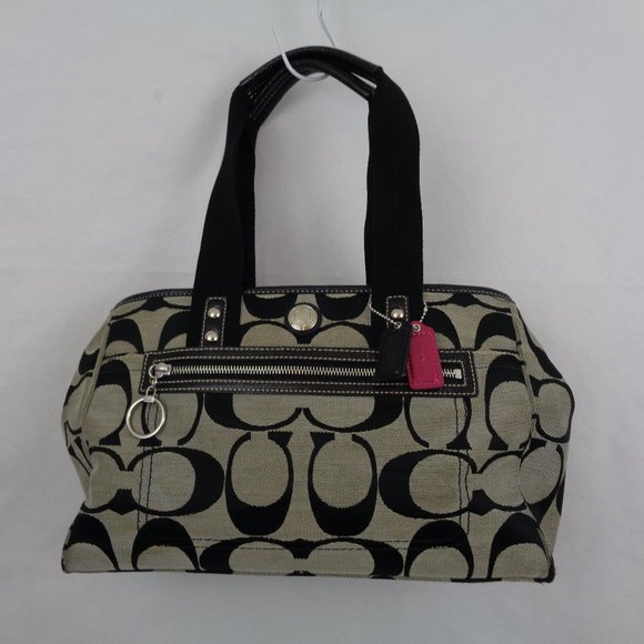 Coach Handbags - Coach Purse F14878 Black Grey Signature Canvas